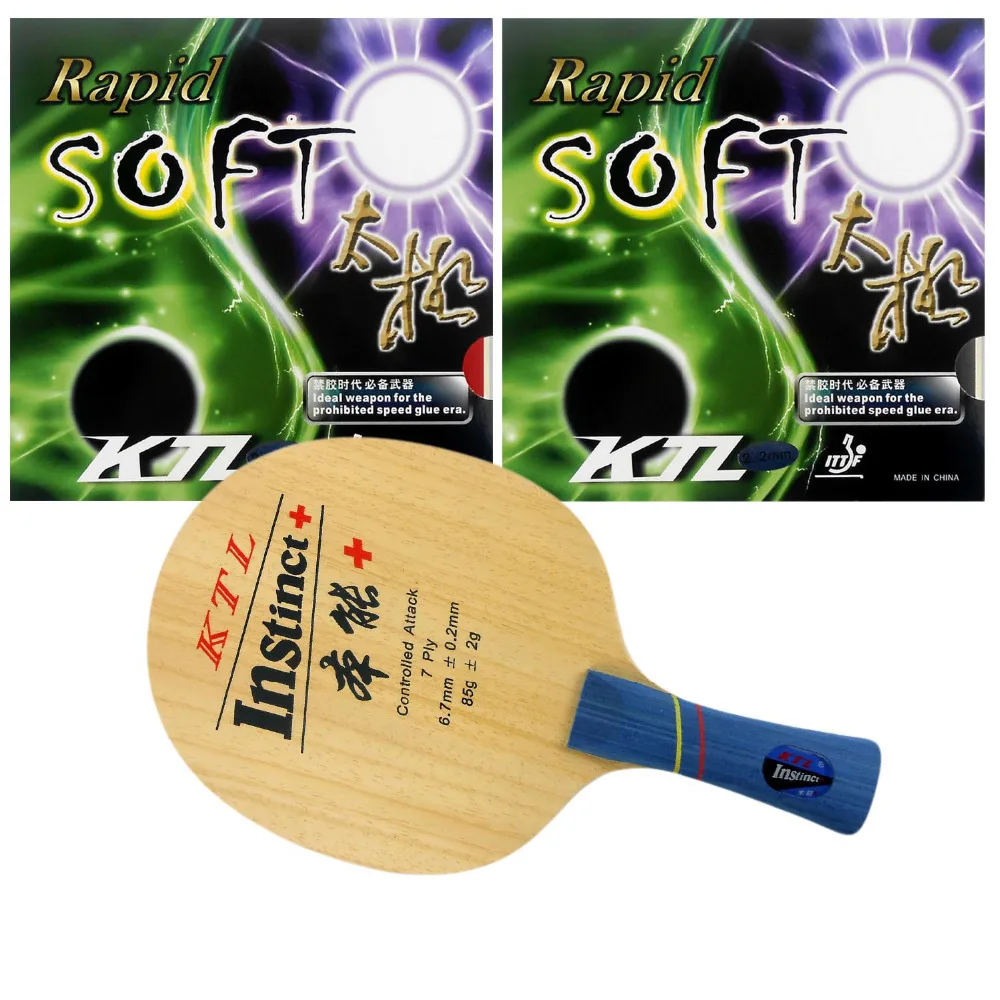 

KTL Instinct+ Table Tennis Blade (Shakehand) With 2x KTL Rapid-Soft Rubber With Sponge Long Shakehand FL