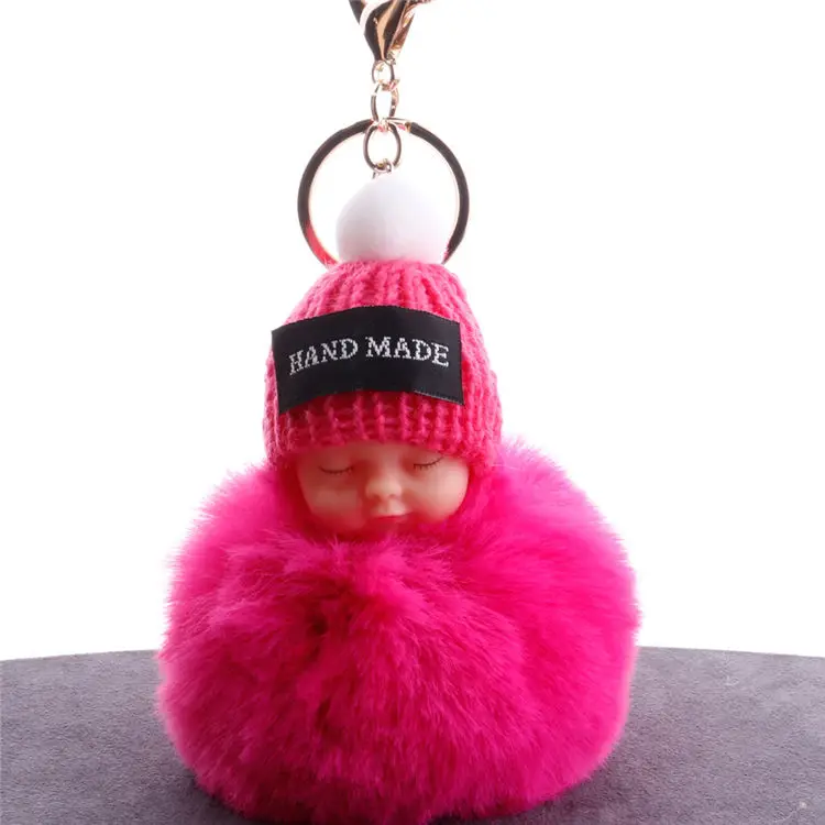 Брелок ручной работы с меховым помпоном Детские брелоки для сна porte clef pompom de fourrure