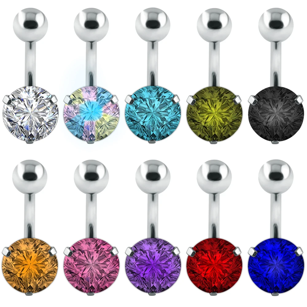 ZirconiaCrystalBellyButtonRings14GRoundCrystalRhinestoneBelly