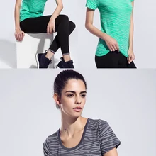 Профессиональный бесшовный дизайн для йоги, Женская дышащая Спортивная быстросохнущая футболка с круглым вырезом, короткие женские футболки для девочек