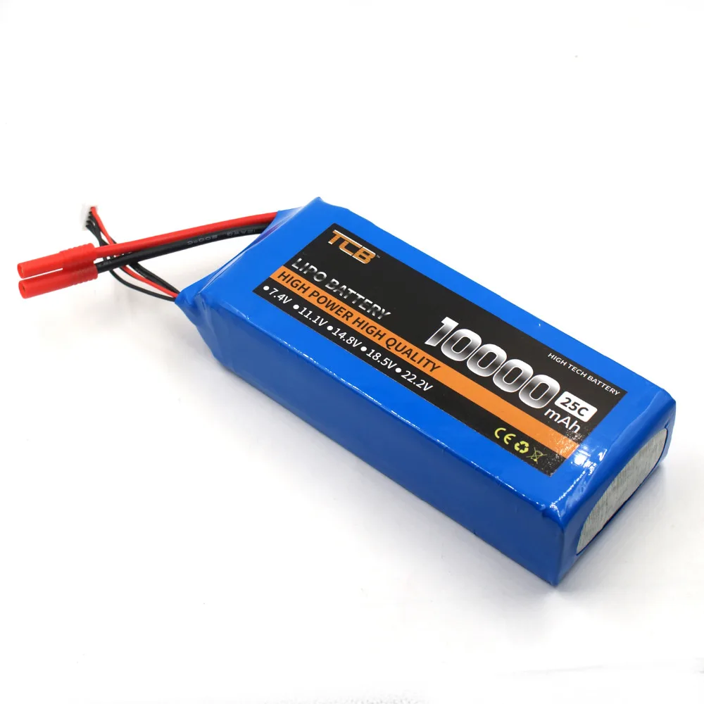 TCB RC LiPo Battery 4S 14.8V 10000mAh 25c for RC Airplane Helicopter Drone Car Boat 4s Batteria