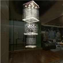 Роскошный 3 квадратных слоя Geniune Кристалл Капли дождя подвесной светильник подвесные светильники 3 слоя дождя столовой
