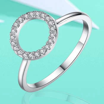 

FOREWE Forever Circle Round Finger Rings Pave Cubic Zirconia 100% 925 Sterling Silver Wedding Rings For Women Trendy Jewelry