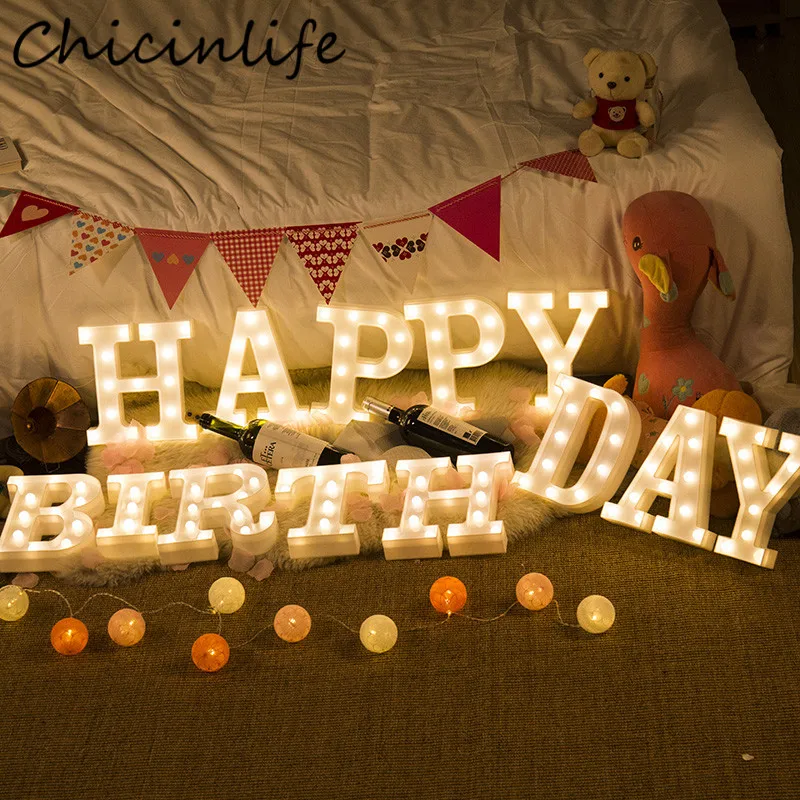 

Chicinlife 1Pcs A-Z Letter LED String Night Light Birthday Party Baby Shower Wedding Bedroom Wall Hanging Lamp Decor Supplies