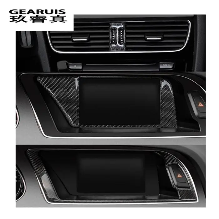 Car Styling For Audi A4 B8 A5 Carbon fiber Interior Navigation Panel Warning Lamp Frame Air conditioning Cover Sitcker RHD Right - Название цвета: carbon fiber