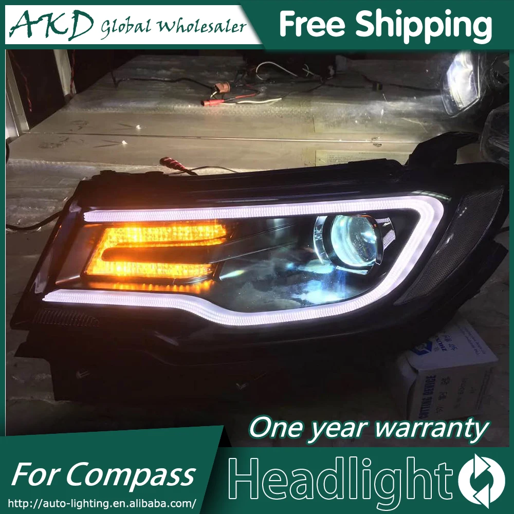 AKD автомобильный Стайлинг для Jeep Compass фары 2011- компас светодиодный фонарь светодиодный DRL Биксеноновые линзы Высокий Низкий луч парковка
