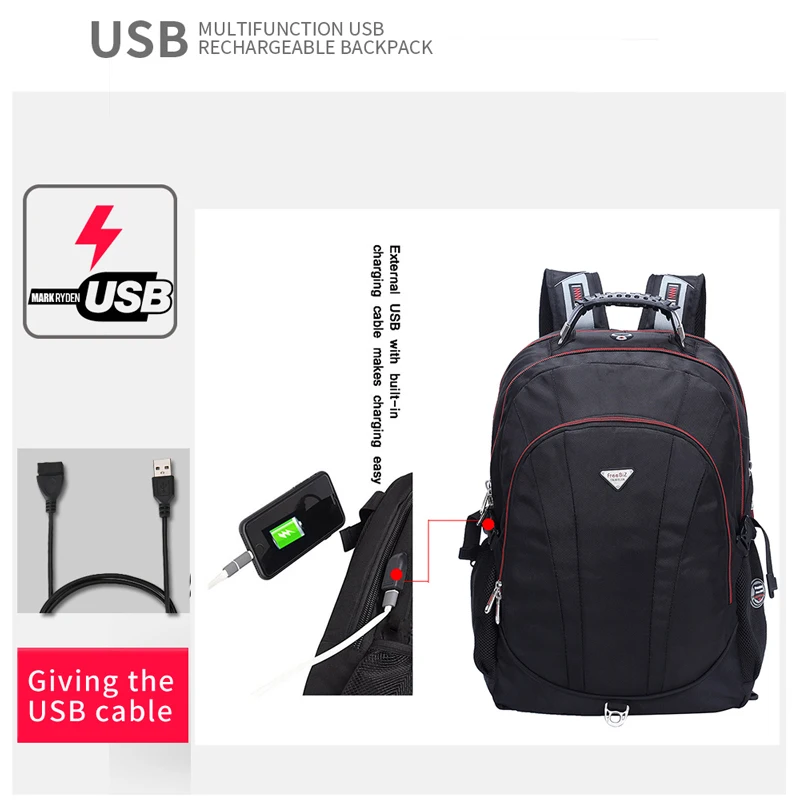 Бесплатная зарядка через usb 18 4 дюймов рюкзак для ноутбука подростковый Рюкзак