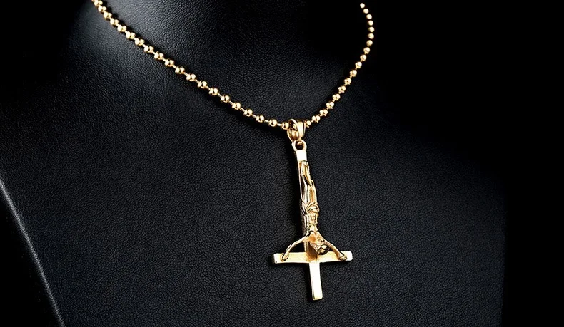 Нержавеющая сталь сатана перевёрнутый крест кулон ожерелье дьявол Люцифер сатанинские украшения Высокое качество модные ювелирные изделия