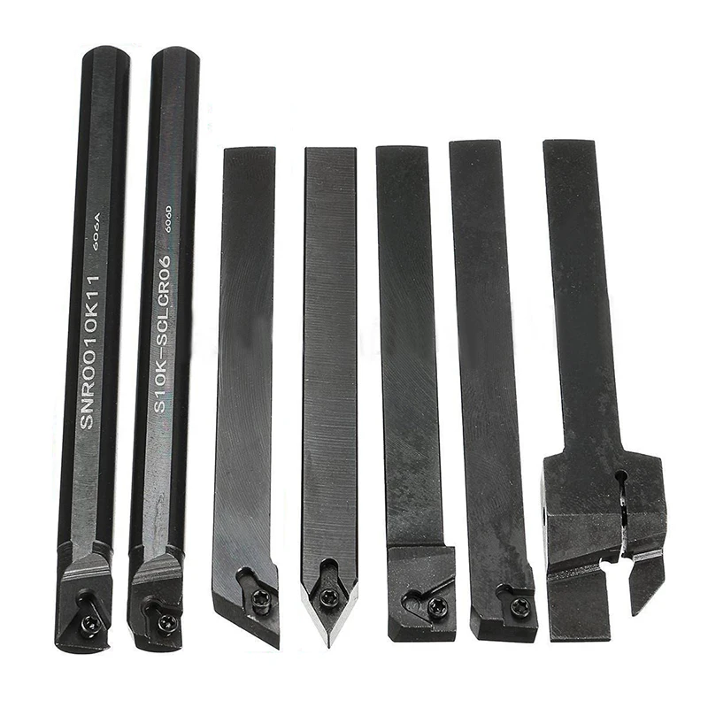 7pcs DCMT/CCMT Carbide Inserts High Hardness Blades + 7pcs Lathe Turning Tool Holder Boring Bar with Wrenches