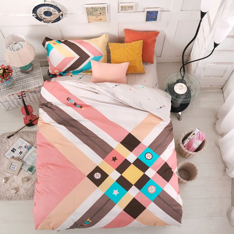 

New 100% Cotton Cartoon Home Bedding Sets Light feather Soft duvet Cover Bed Set pillowcase King size Queen double Twin 3pcs