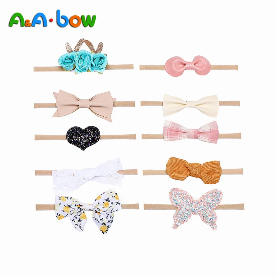 

10pcs/Set Baby Girl Headbands and Bows, Newborn Infant Toddler Hair Accessories by A&A BOW