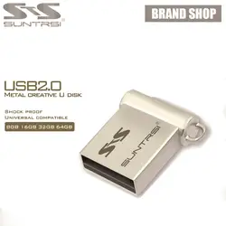 Suntrsi usb флеш-накопитель 64 г 32 ГБ мини usb флешка 16 ГБ 8 ГБ флеш-накопитель металлический USB 2,0 4 ГБ реальная емкость индивидуальный Логотип