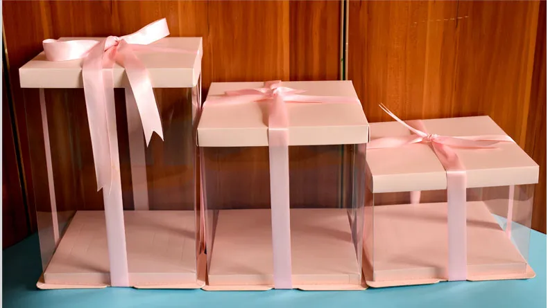 

5 set for 10 inch Clear Cake Package Boxes Plastic Cup cake Storage Container packing Box