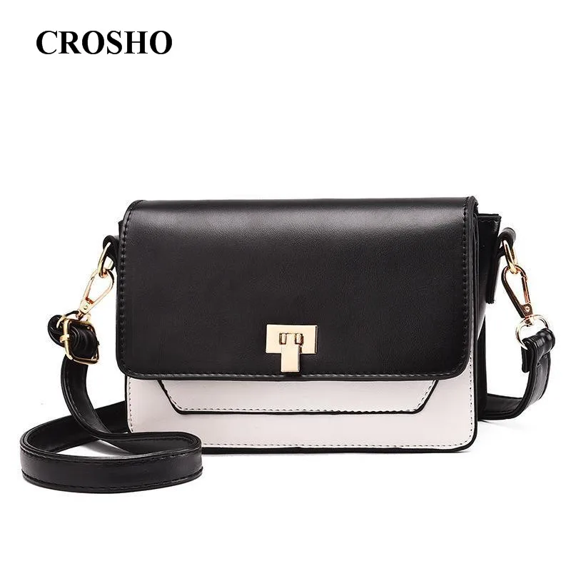 

CROSHO Crossbody Bag Small Square Lock Single Shoulder Bag Panelled Hasp Patchwork