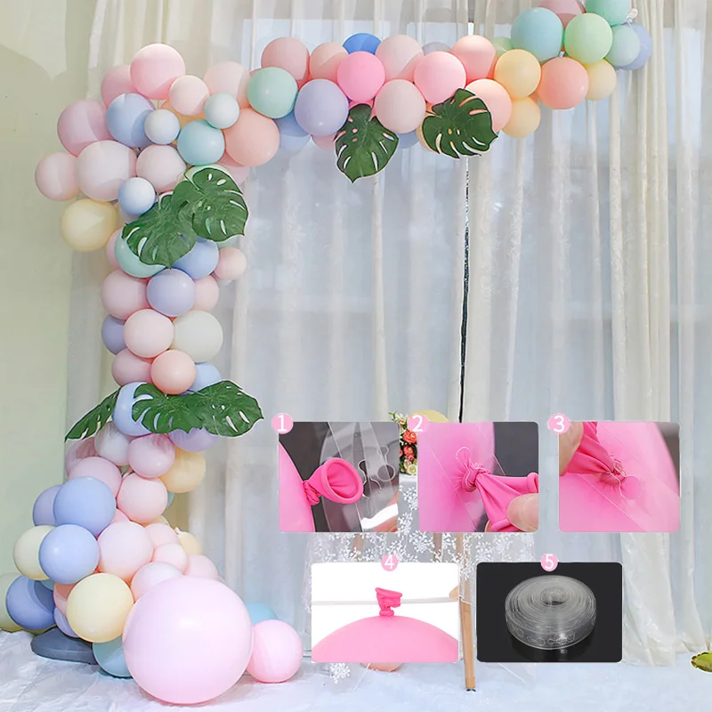 5m Latex Balloon Chain of Plastic Wedding Birthday Party Balloons Backdrop Decoration Ballon Chain Tape Arch Ballons Accessories