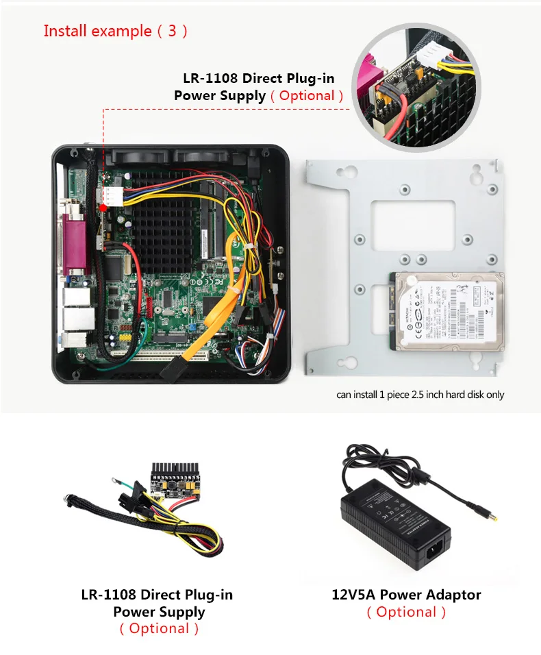 H60 mini-ITX шасси HTPC алюминий 3,5 ''HDD поддержка DC-ATX мощность мини Чехол HTPC wifi COM PCI аудио порты