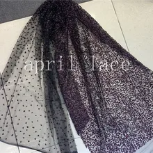 5 ярдов/партия RX03 черная сетка темно-фиолетовая Роскошная Добби ручная печать блесток с наклеенными блестками ткань для распиловки свадебного платья невесты