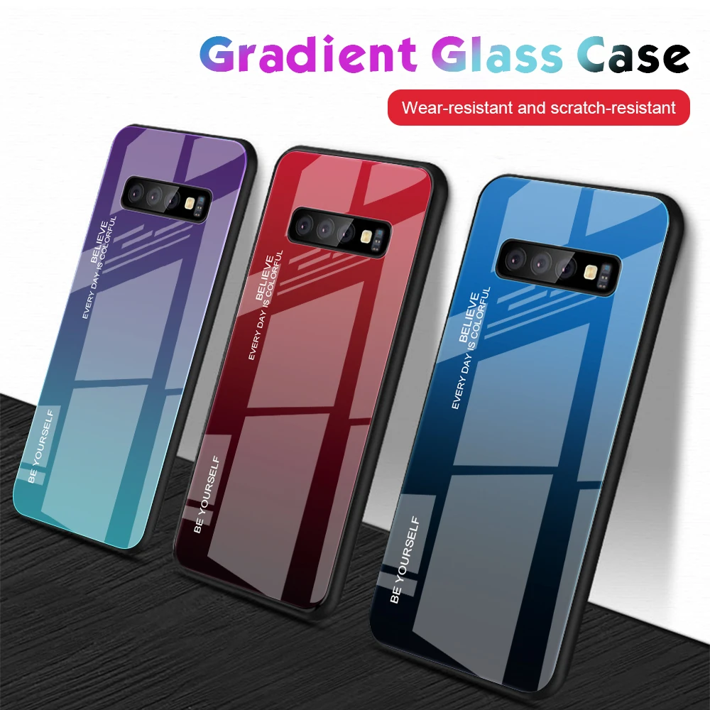 

Cases For Samsung Galaxy S10 Lite Case Tempered Glass Gradient Simple Luxury Shockproof For Samsung S10 S9 S8 Plus Cover Shell