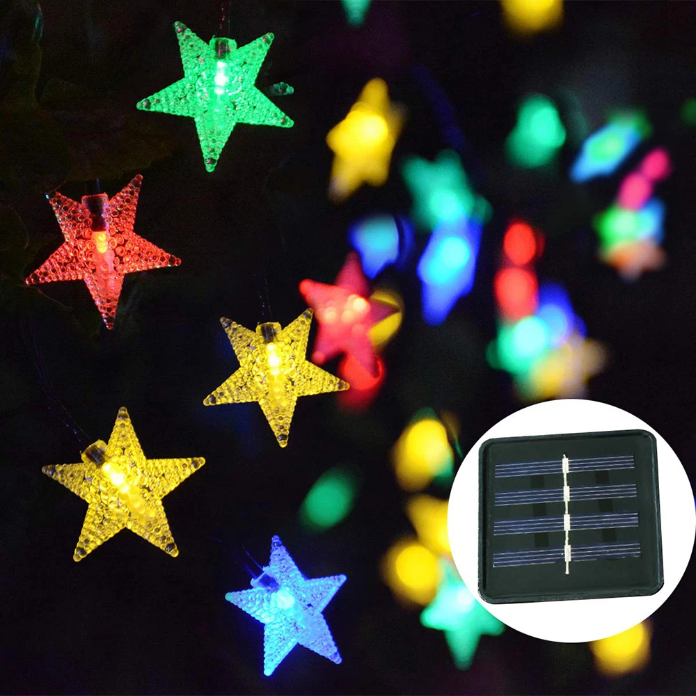 

30/50/100/200 led solar Light Waterproof Star shape LED String lights Outdoor Holiday Christmas Party Wedding Decoration lights