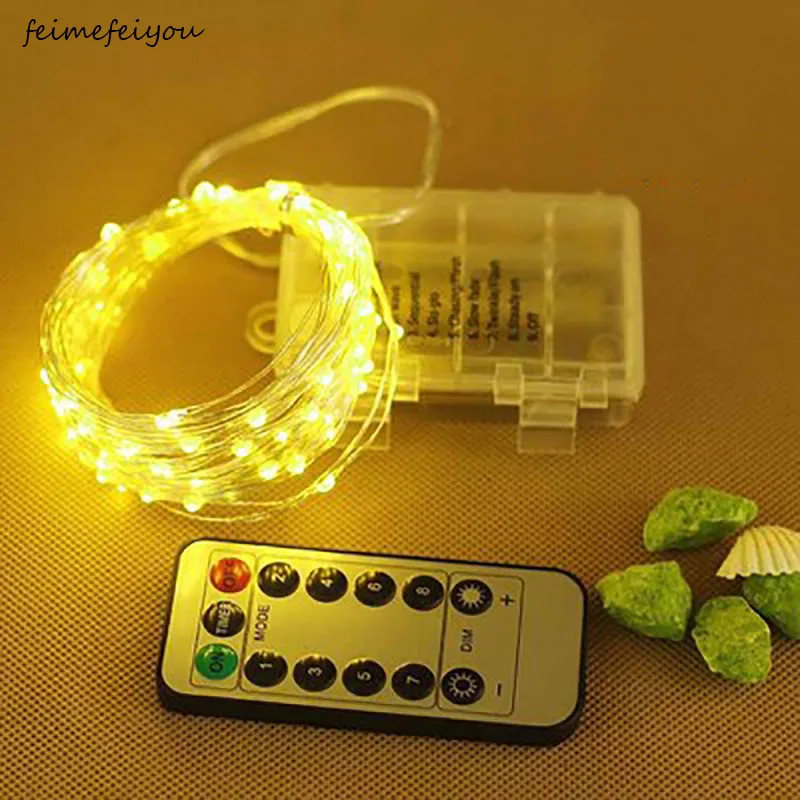 5m copper Wire Battery LED String Light with Remote Controller Wedding Christma Party Holiday Halloween Decoration light