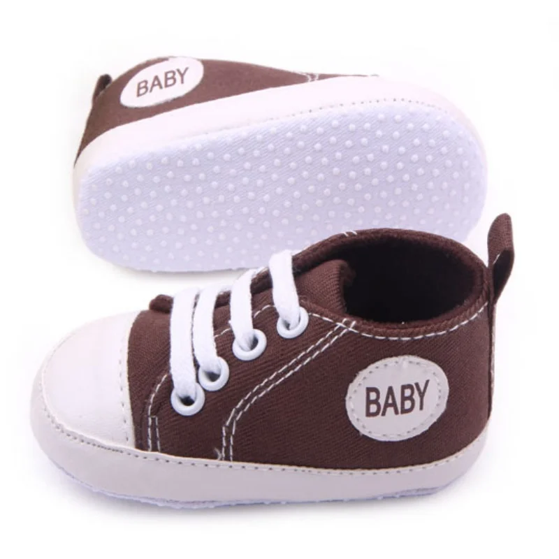 Холст Классические спортивные кроссовки для новорожденных Для маленьких мальчиков девочек сначала ходунки обувь для новорожденных