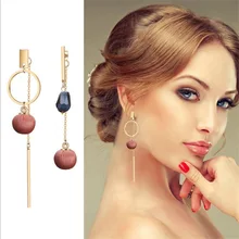 Moda długie Tassel wiszące kolczyki dla kobiet unikalne asymetryczne kolczyki Temperament ślubne różowe kolczyki Trendy biżuteria