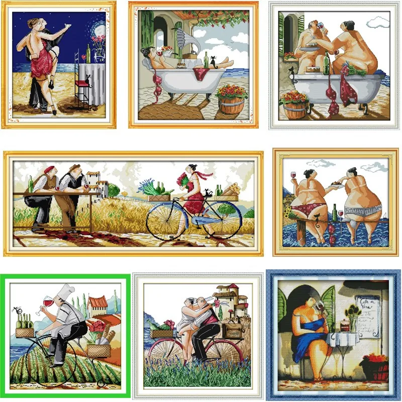 

Joy Sunday Enjoy Life Cross-Stitch kits For Embroidery kits Diy Figuer Cross Stitch Kits Embroidery Needlework Sets Cross-Stitch