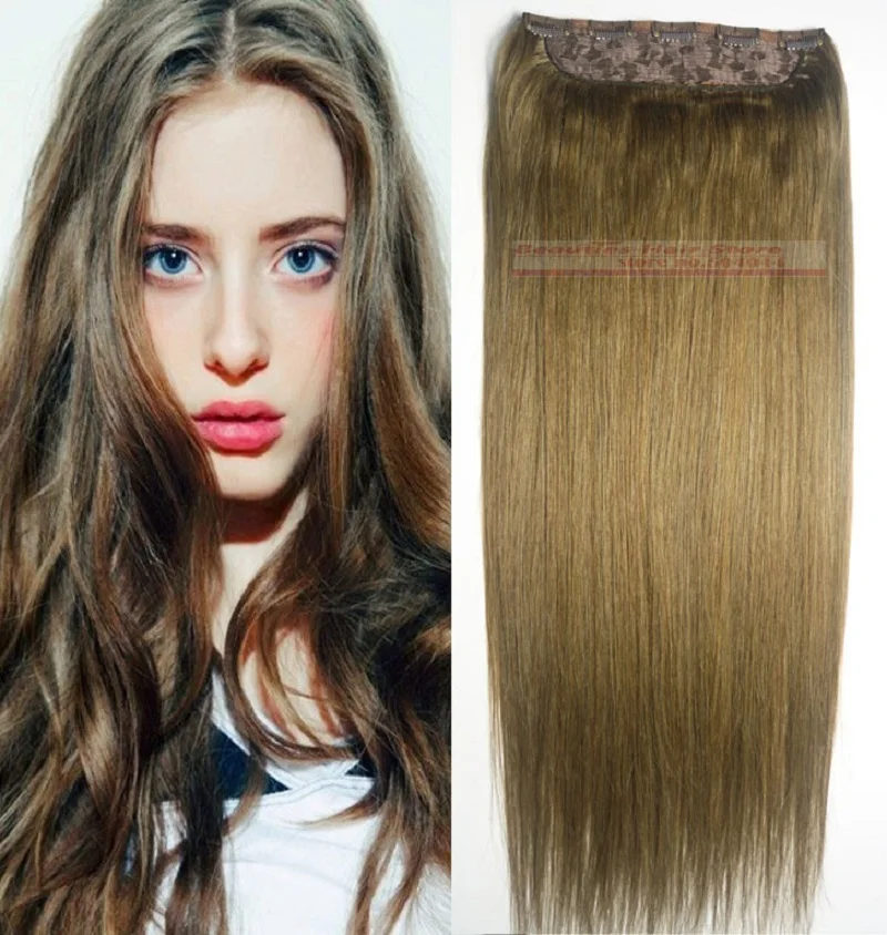 16" 32" 1Pcs Set Single Hairpieces 10 100 Brazilian Human Hair Clips