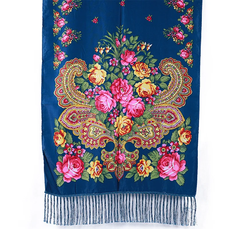 Русский принт пашмины мусульманский платок-хиджаб Цветочный Ретро стиль исламский шарф/шарфы шаль с кисточкой осень зима Пашмина
