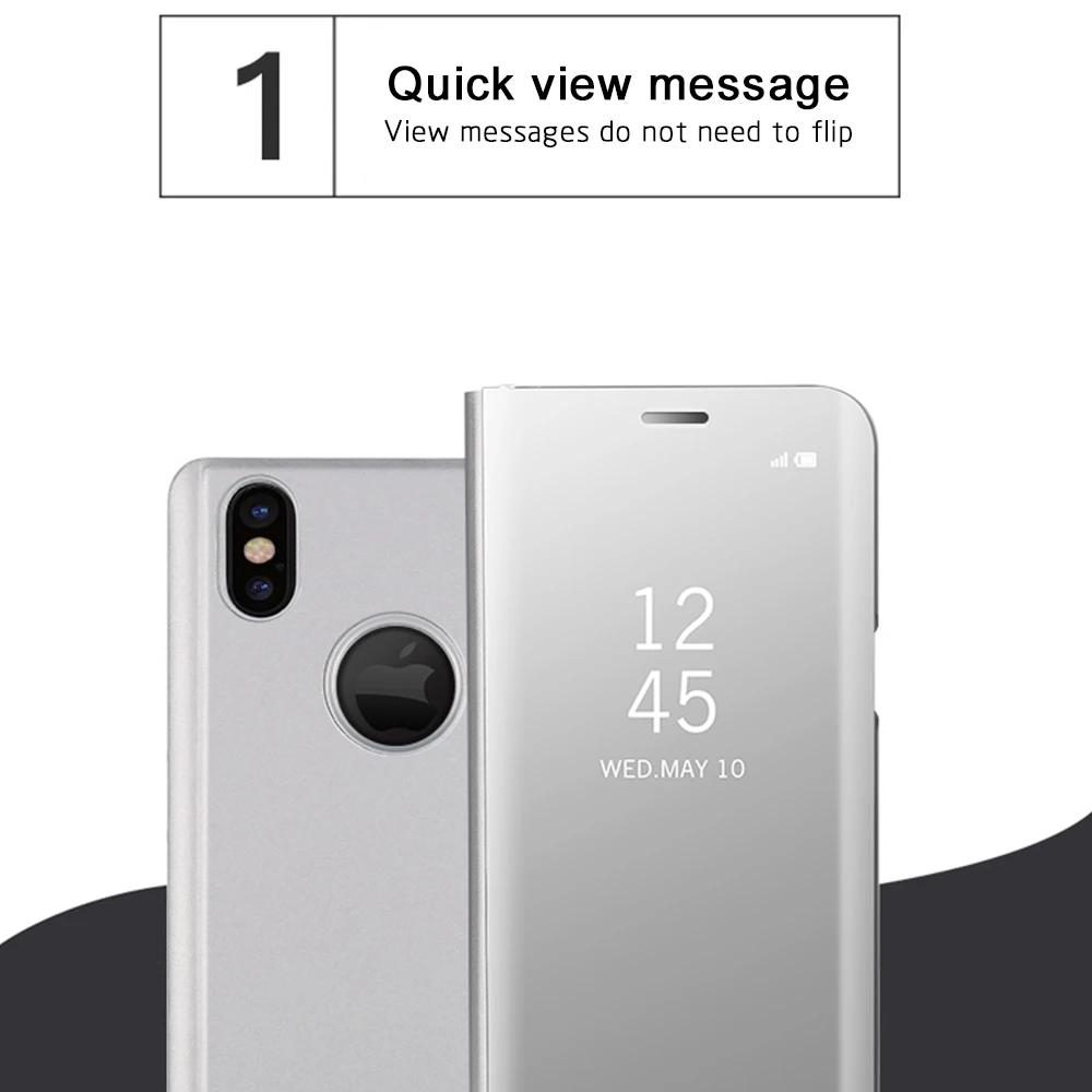 Роскошный прозрачный зеркальный смарт чехол для iPhone X 7 8 6 6s Plus 10 XS MAX XR кожаный флип