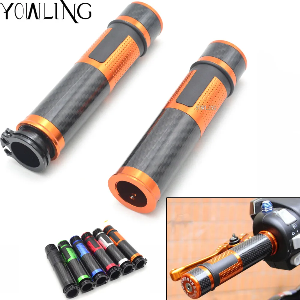Universal Motorcycle 22mm 7/8&amp;quot; Carbon Fiber Handle Bar Hand Grips Bar Ends For  1050 1090 1190 1290 Adventure rc 390  125