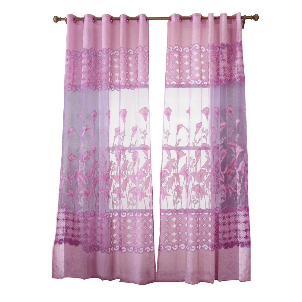 

1M*2.5M 12 types Floral print Tulle Sheer Door Window Screening Curtain Roman Drape Scarf Sheer for Living Room Home Decor