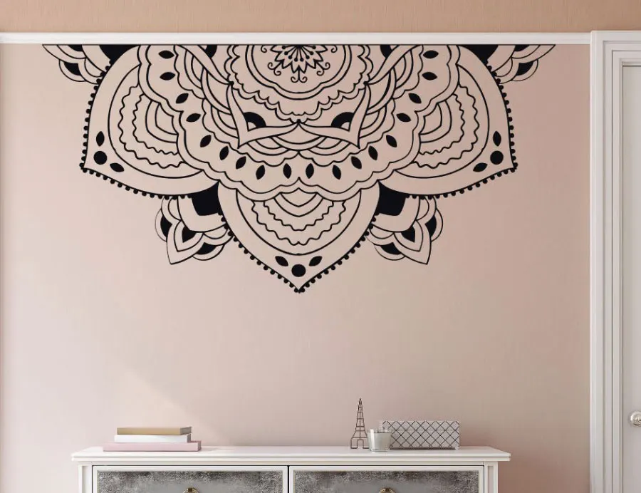 

Home Decor Half Mandala Wall Decal Meditation Style Bedroom Wall Mural Half Mandala Car Window Sticker Headboard Decals MTL14