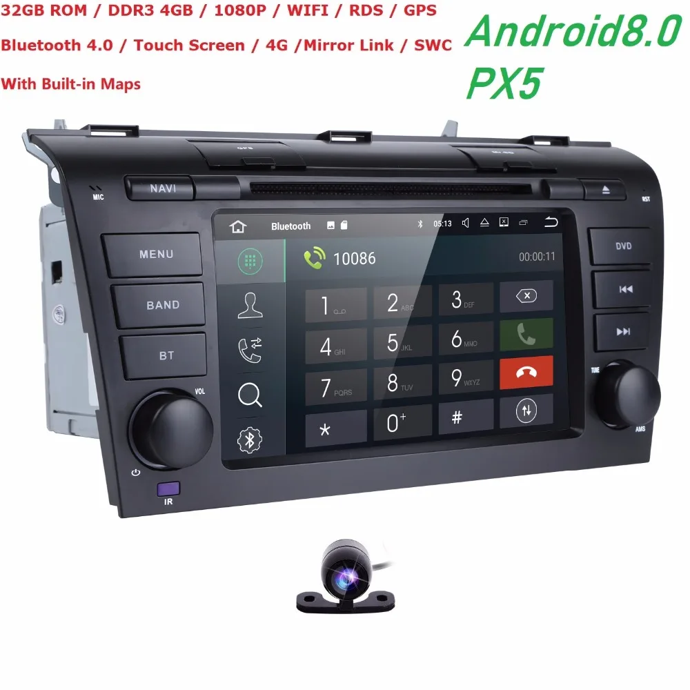 Discount 7" 8OctaCore Android8.0 OS Car DVD for Mazda 3 2004 2005 2006 2007 2008 2009 with 4GB RAM 32GB ROM & Built-in mic WIFI rear cam 2