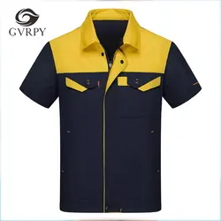 7 цветов Высокое качество Для мужчин мастерской одежда унисекс летние Рубашка с короткими рукавами Двойка комплект Инженерная форма