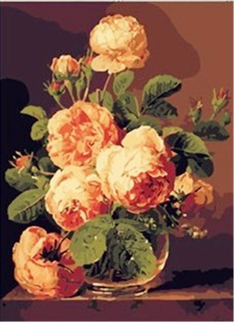 Цветущие розы ручная роспись цифровая печать масляной картины живопись по номерам Масляные картины китайские картины-свитки украшение дома