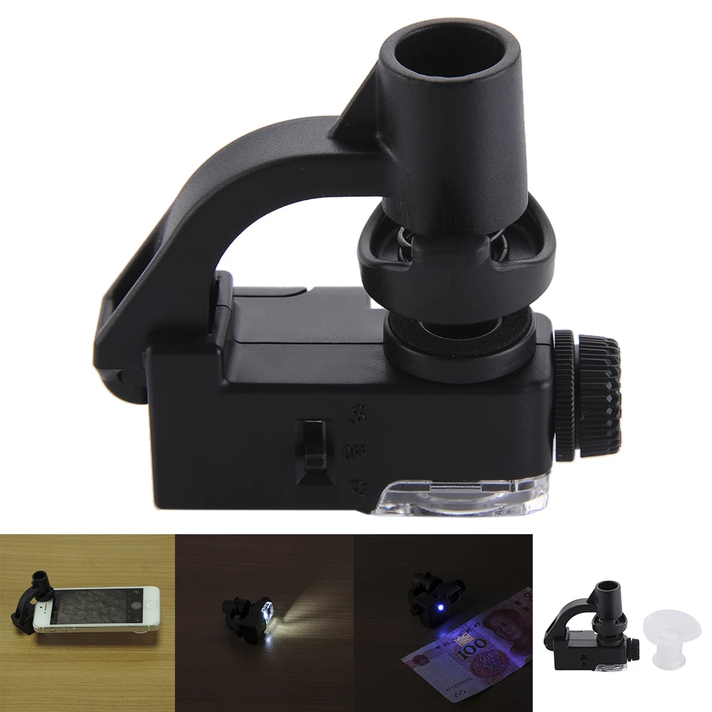 Макро-объектив 90X для мобильного телефона, микроскоп, увеличительное стекло, светодиодный, инструменты, увеличение с микро-камерой, клипса, оптический зум, лупа
