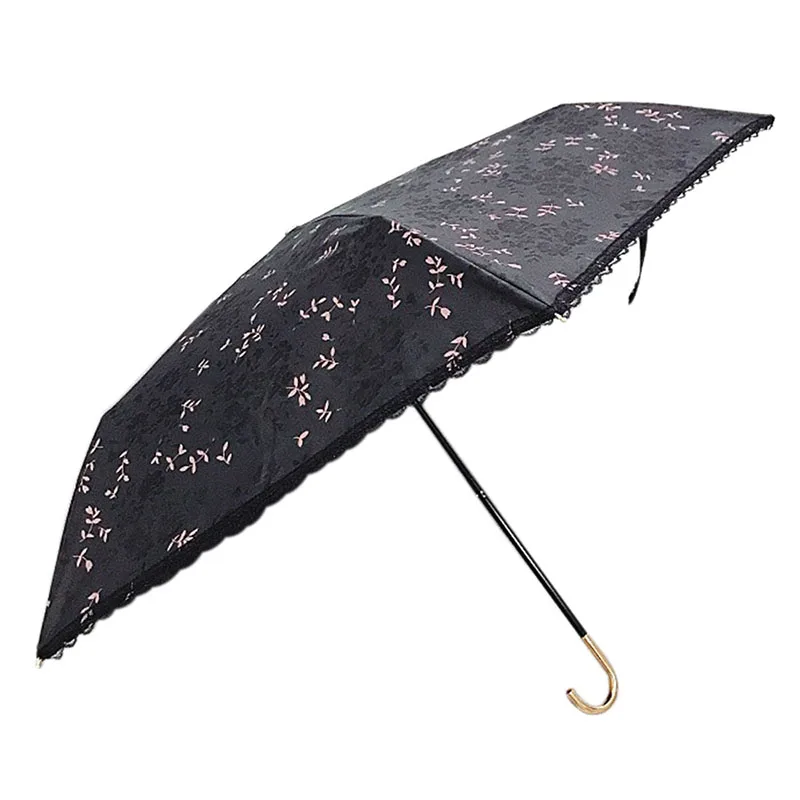 

Hot Sale Lace Umbrellas Beautiful Three Folding Umbrellas Anti-UV Sunscreen Umbrellas Waterproof Rain Gear for Female