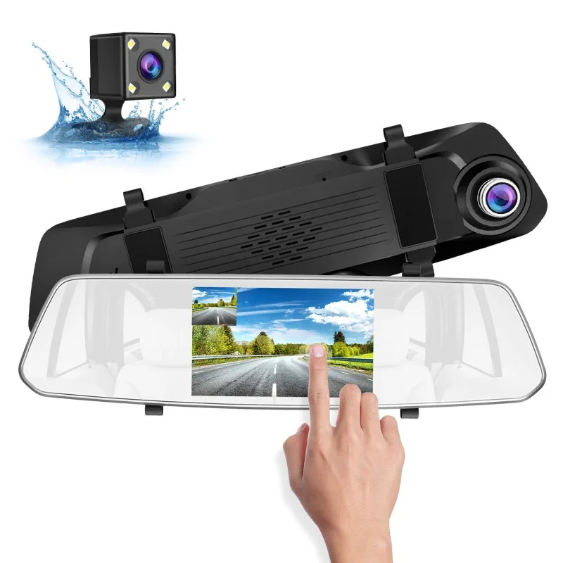

Hot 5inch Car Dash Cam Touch Screen Car Driving Recorder Lens Car Rearview Mirror DVR 1080p / 720p 16GB-128GB