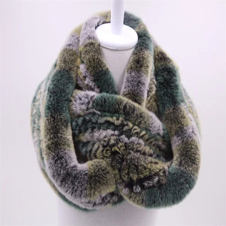  Winter Fur scarf for women knitted natural Rex Rabbit Fur scarves 2017 new genuine fur ring Female Warm Shawl  (24)