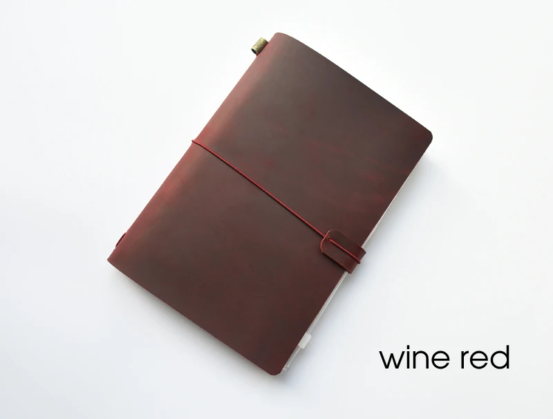 MaoTu кожаный дневник многоразового использования для путешествий блокнот ручной работы из натуральной кожи дневник Бесплатные инициалы гравировка - Цвет: Wine Red