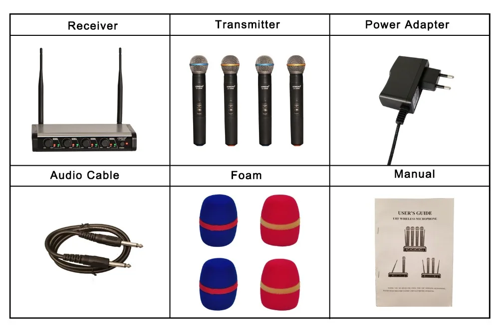 LOMEHO LO-U9040 4 Way UHF 4 ручной церковный караоке Dj вечерние встречи беспроводной микрофон