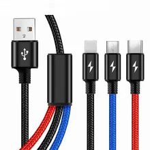 Nylon USB Cable For iPhone X 8 7 6 Charging Charger 3 in 1 Micro USB Cable For Android USB 8Pin Type c Type-c Mobile Phone Cable usb 3 1 type e to usb 3 0 motherboard 19pin 20pin cable 20cm for asus rog maximus ix formula strix z270i z270g usb 3 1 type e