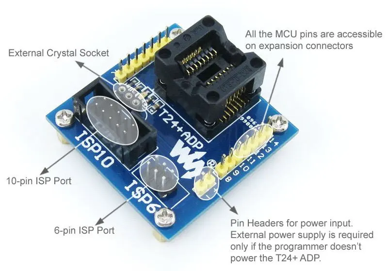 Адаптер программирования T24 + ADP ATtiny24 ATtiny44 ATtiny84 SOIC14 (150 мил) AVR тестовая сгорающая
