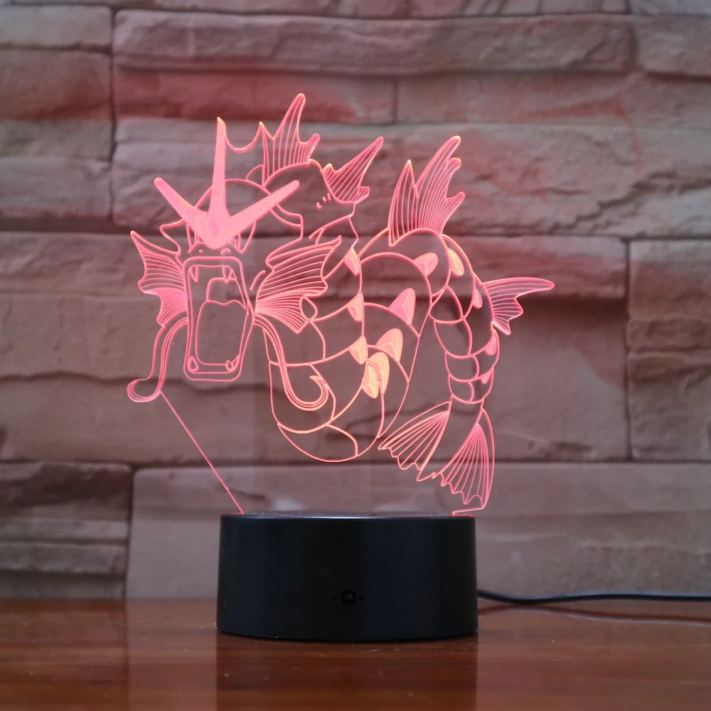 Pokemon Go Gyarados рисунок светодиодный ночной Светильник Красочные Крытый настенный светильник luminaria детского подарка ночной Светильник для детей Украшения в спальню Gyarados