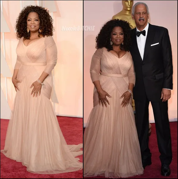 Платья знаменитостей Oprah Winfrey Oscar плюс размер облегающее платье с v-образным вырезом Тюль с рукавами развертки поезд драпированные Mothe's вечерние платья