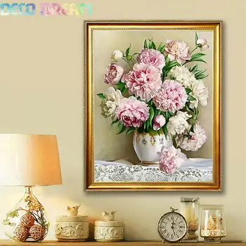 

Aliexpress Value Set Sale 5pc/lot Diy Full Resin Round Diamond Painting Cross Stitch Embroidery Kit Peony Flowers Mosaic Hobby