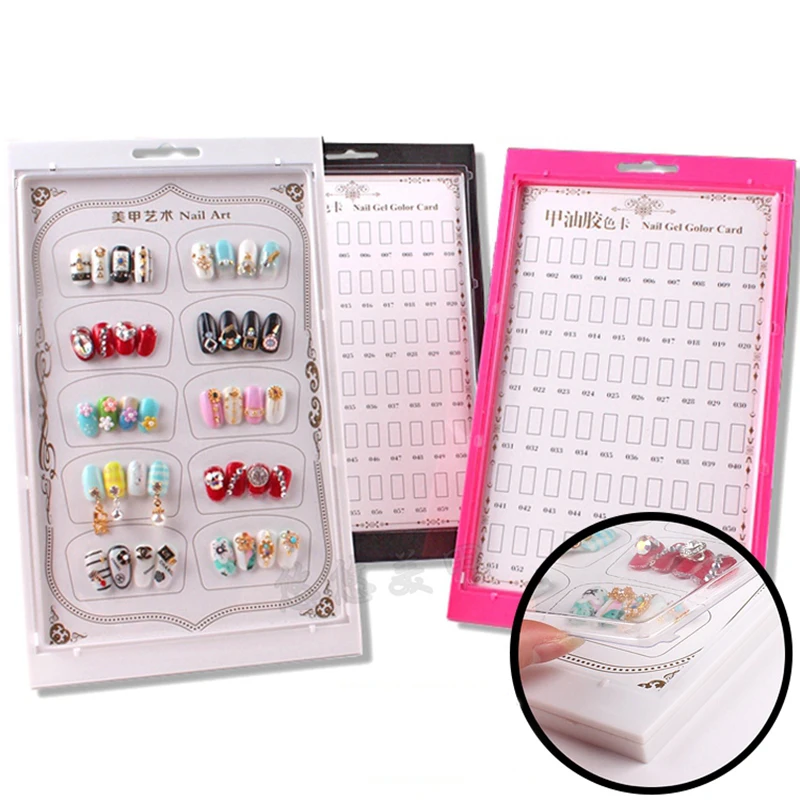 

Double-sided 60 Tips Nail Gel Polish Color Card Nail Display Full Color Rack Card Boards Practice Show Case Books 26 * 16cm