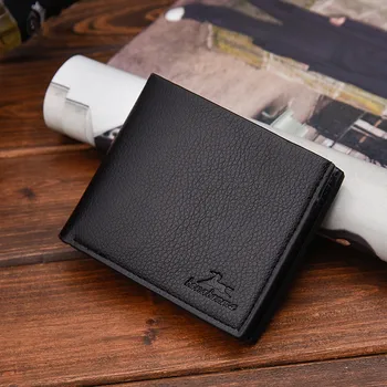 

Retro men's short wallet solid color open lychee pattern multi-card wallet small square bag Card Position Wallet T619