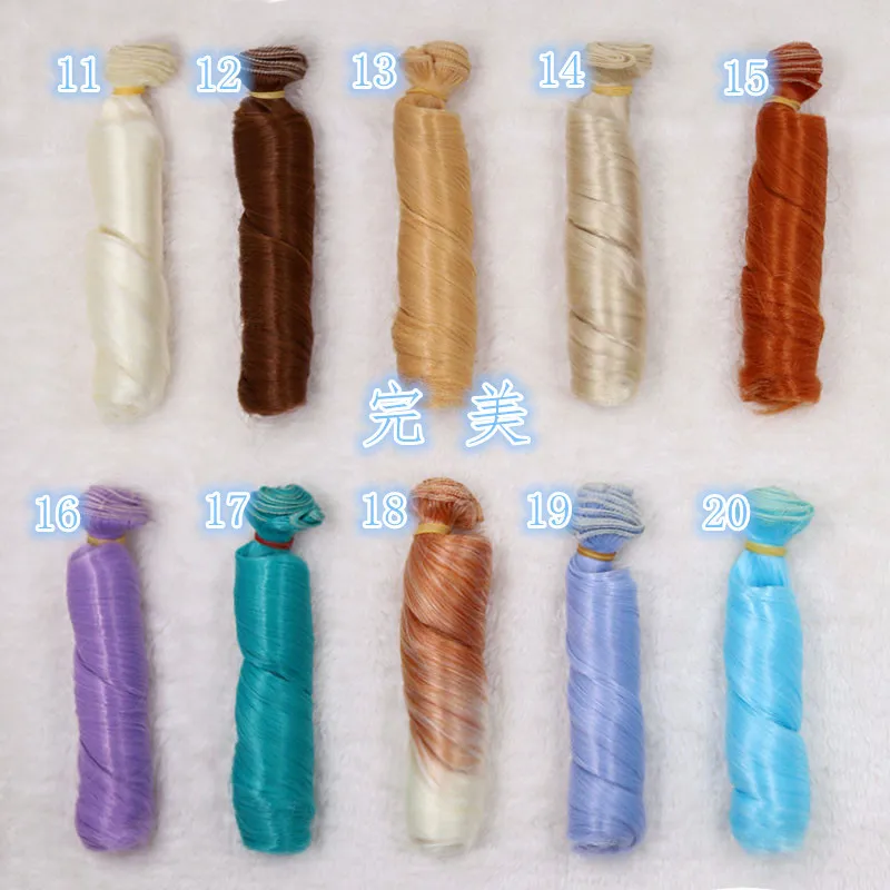 

Wholesale 5pcs 15*100cm 48colors Purple/light blue Girl Doll Wig Straight Hair Wig For BJD SD Fit for 1/12 Doll Accessories
